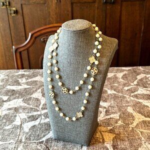Park Lane "CeCe" 40"+3" Necklace W/ Glass Pearls Crystals Long Layering Jewelry